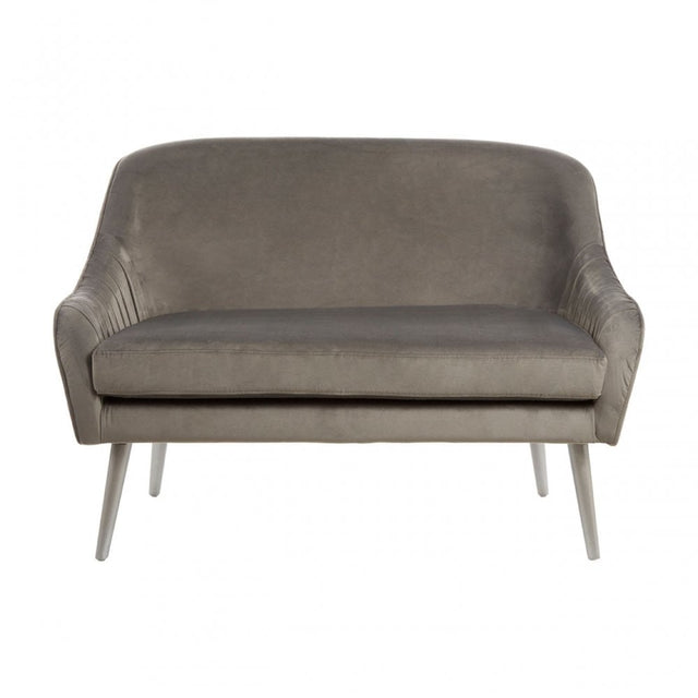Louxor Grey Velvet Sofa, Wood, Grey