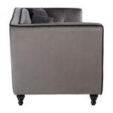 Ferris Grey Velvet 3 Seat Sofa, Eucalyptus Wood, Wood, Grey