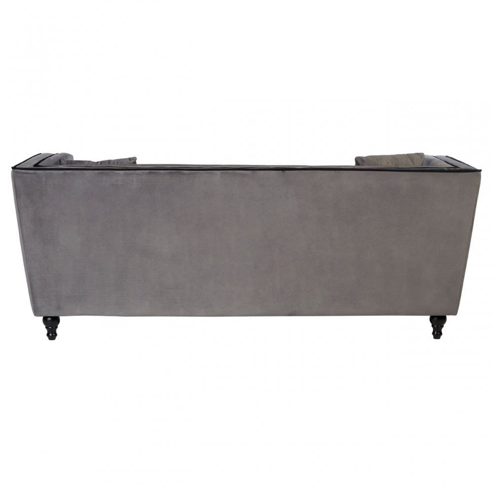 Ferris Grey Velvet 3 Seat Sofa, Eucalyptus Wood, Wood, Grey