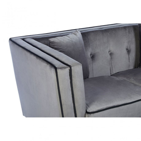 Ferris Grey Velvet 3 Seat Sofa, Eucalyptus Wood, Wood, Grey