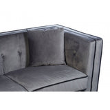 Ferris Grey Velvet 3 Seat Sofa, Eucalyptus Wood, Wood, Grey