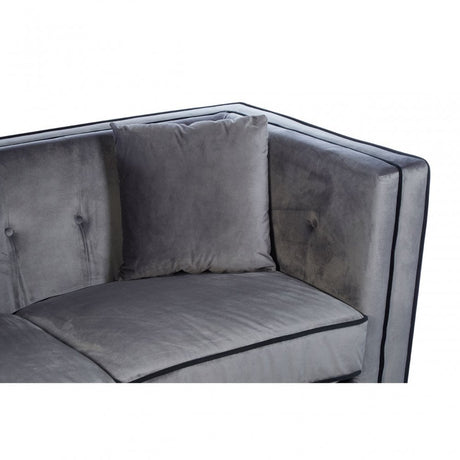 Ferris Grey Velvet 3 Seat Sofa, Eucalyptus Wood, Wood, Grey