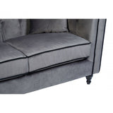 Ferris Grey Velvet 3 Seat Sofa, Eucalyptus Wood, Wood, Grey