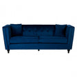 Ferris Navy Velvet 3 Seat Sofa, Eucalyptus Wood, Wood, Blue