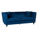 Ferris Navy Velvet 3 Seat Sofa, Eucalyptus Wood, Wood, Blue