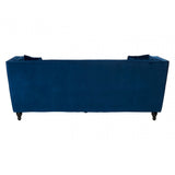 Ferris Navy Velvet 3 Seat Sofa, Eucalyptus Wood, Wood, Blue