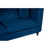 Ferris Navy Velvet 3 Seat Sofa, Eucalyptus Wood, Wood, Blue