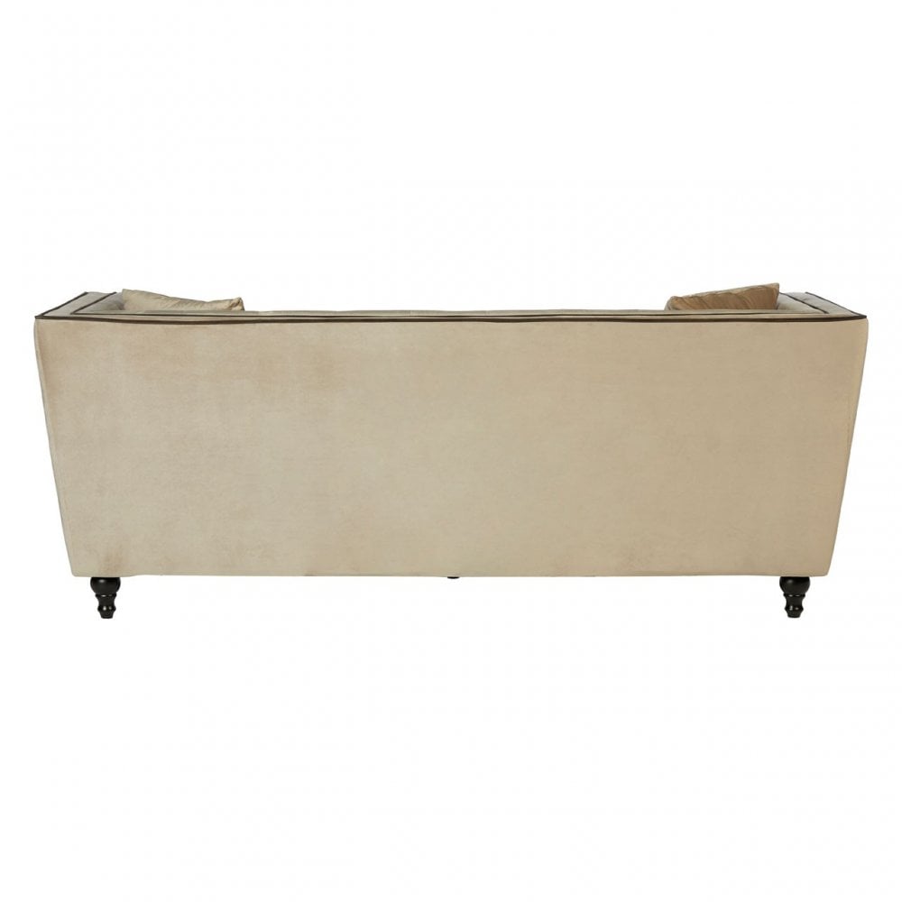 Ferris Mink Velvet 3 Seat Sofa, Eucalyptus Wood, Wood, Beige