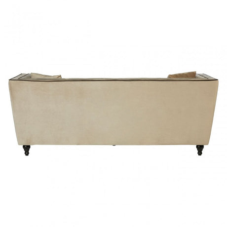 Ferris Mink Velvet 3 Seat Sofa, Eucalyptus Wood, Wood, Beige