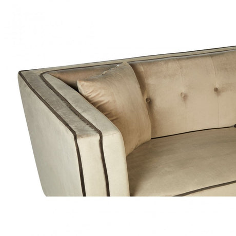 Ferris Mink Velvet 3 Seat Sofa, Eucalyptus Wood, Wood, Beige