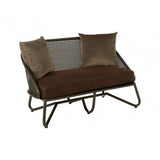 Ranch Foundry Style 2 Seat Sofa with Curved Legs, Iron, Sponge, Brown