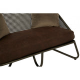 Ranch Foundry Style 2 Seat Sofa with Curved Legs, Iron, Sponge, Brown