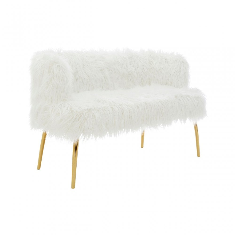 Kirsti Natural Fur Effect Sofa, White