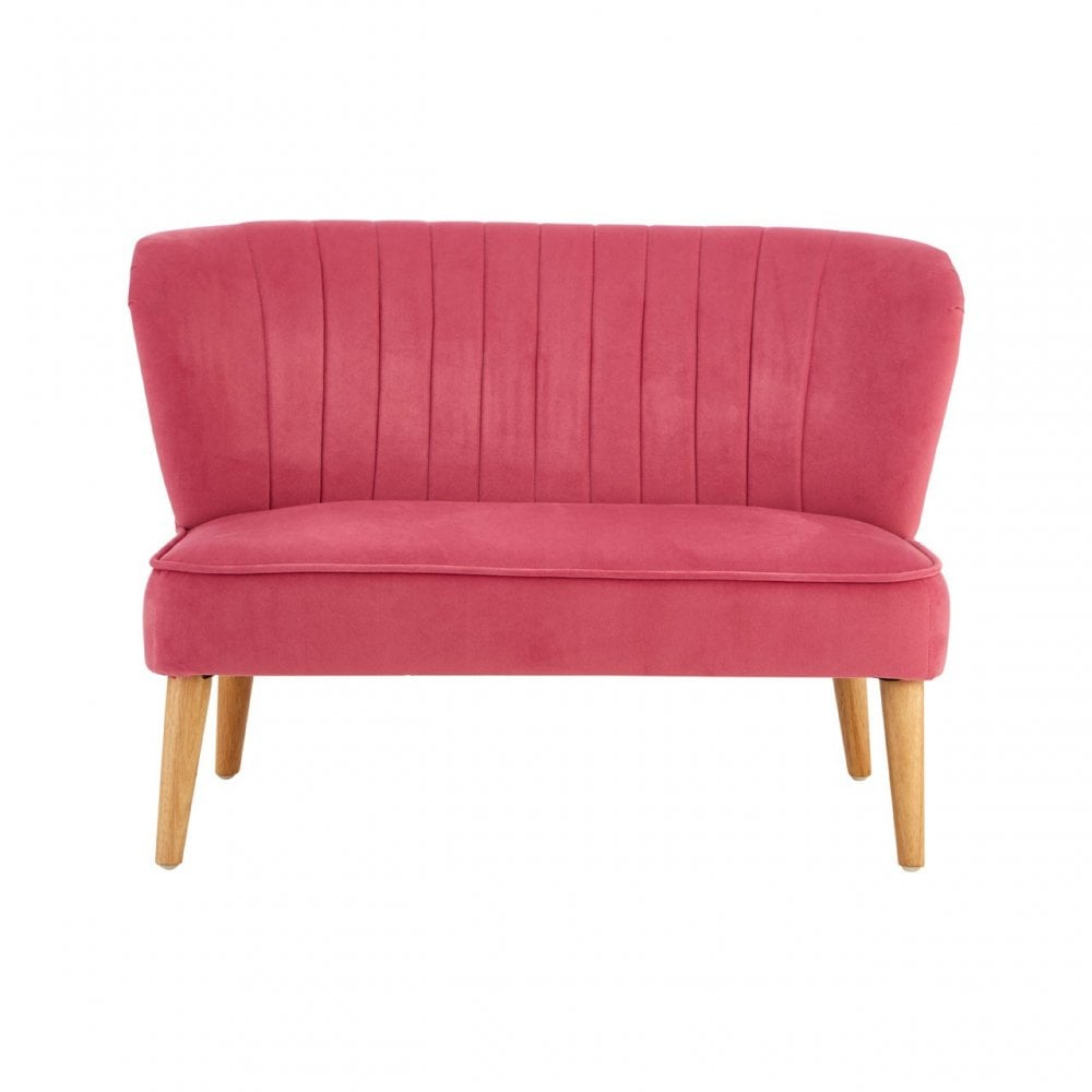 Mia Kids Pink Armless 2 Seat Settee In Wood and Polyester Velvet