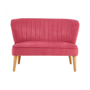 Mia Kids Pink Armless 2 Seat Settee In Wood and Polyester Velvet