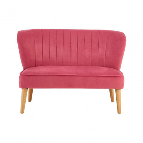 Mia Kids Pink Armless 2 Seat Settee In Wood and Polyester Velvet