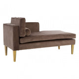 Louxor Grey Velvet / Left Arm Chaise Longue, Cotton Velvet, Pine Wood, Grey