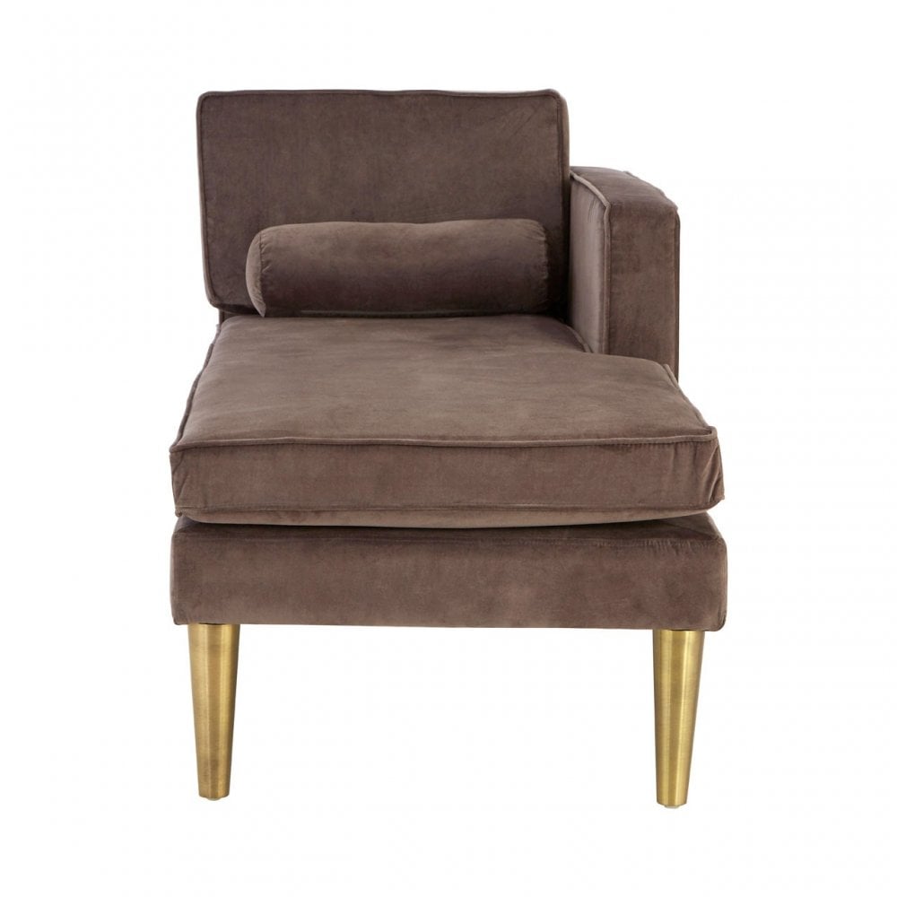 Louxor Grey Velvet / Left Arm Chaise Longue, Cotton Velvet, Pine Wood, Grey
