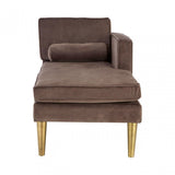 Louxor Grey Velvet / Left Arm Chaise Longue, Cotton Velvet, Pine Wood, Grey