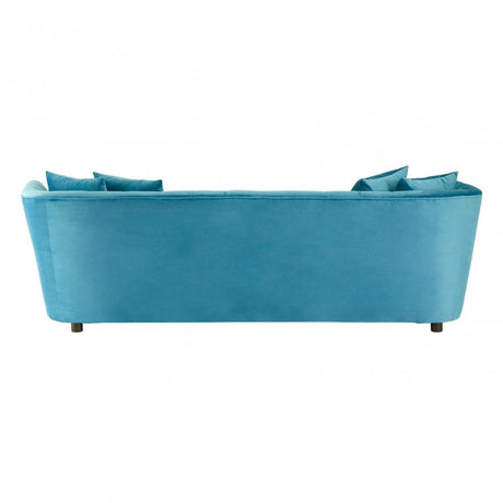 Riva Cyan Velvet 3 Seat Sofa with Tufted Detail and Pine Wood Legs