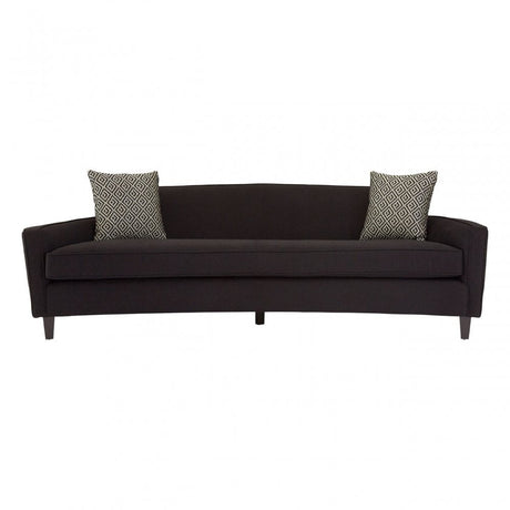 Rania Black Dimity Fabric 3 Seat Sofa, Wood, Pine Wood, Plywood, Black