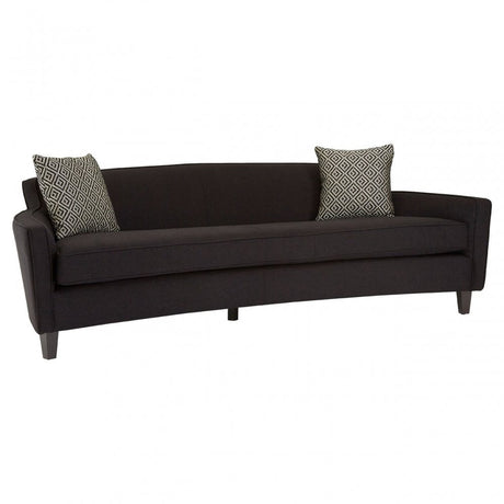 Rania Black Dimity Fabric 3 Seat Sofa, Wood, Pine Wood, Plywood, Black
