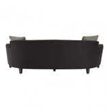 Rania Black Dimity Fabric 3 Seat Sofa, Wood, Pine Wood, Plywood, Black