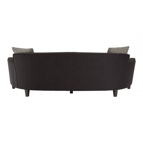 Rania Black Dimity Fabric 3 Seat Sofa, Wood, Pine Wood, Plywood, Black