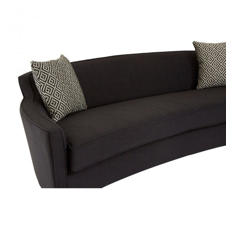 Rania Black Dimity Fabric 3 Seat Sofa, Wood, Pine Wood, Plywood, Black