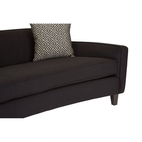 Rania Black Dimity Fabric 3 Seat Sofa, Wood, Pine Wood, Plywood, Black