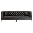 Raven Black Faux Leather 3 Seat Sofa, Wood, Pine Wood, Plywood, Black