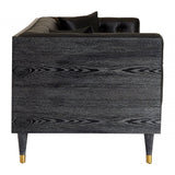 Raven Black Faux Leather 3 Seat Sofa, Wood, Pine Wood, Plywood, Black