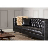 Raven Black Faux Leather 3 Seat Sofa, Wood, Pine Wood, Plywood, Black