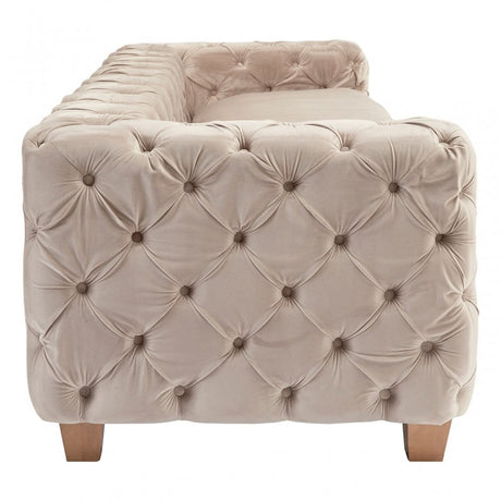 Ophelia Coffee Velvet 3 Seat Sofa, Foam, Oak Wood, Wood, Brown