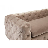 Ophelia Coffee Velvet 3 Seat Sofa, Foam, Oak Wood, Wood, Brown