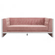 Chiqui 3 Seat Pink Velvet Sofa, Stainless Steel, Pink