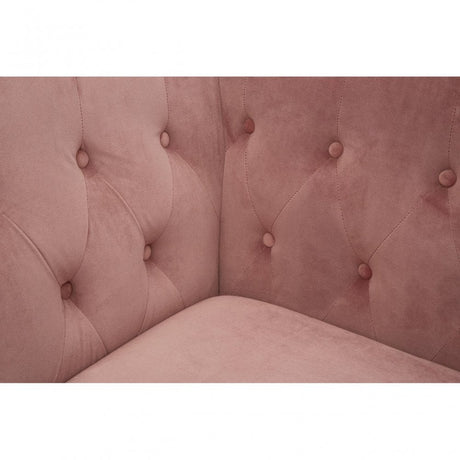 Chiqui 3 Seat Pink Velvet Sofa, Stainless Steel, Pink