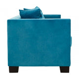Sofia 2 Seater Cyan Blue Velvet Sofa, Foam, Plywood, Wood, Blue
