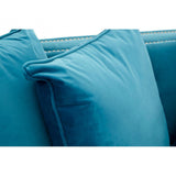 Sofia 2 Seater Cyan Blue Velvet Sofa, Foam, Plywood, Wood, Blue