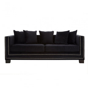 Sofia 3 Seater Black Velvet Sofa, Black