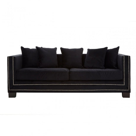 Sofia 3 Seater Black Velvet Sofa, Black