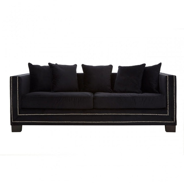Sofia 3 Seater Black Velvet Sofa, Black