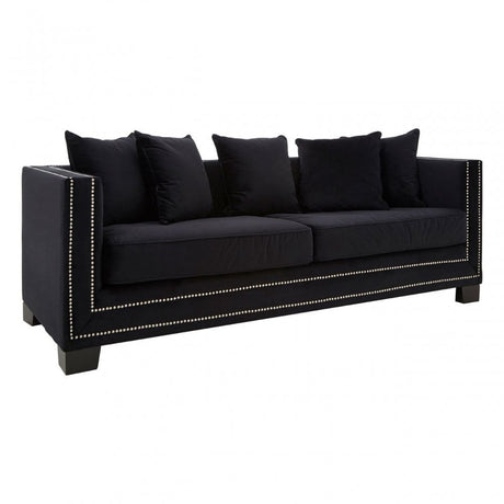 Sofia 3 Seater Black Velvet Sofa, Black