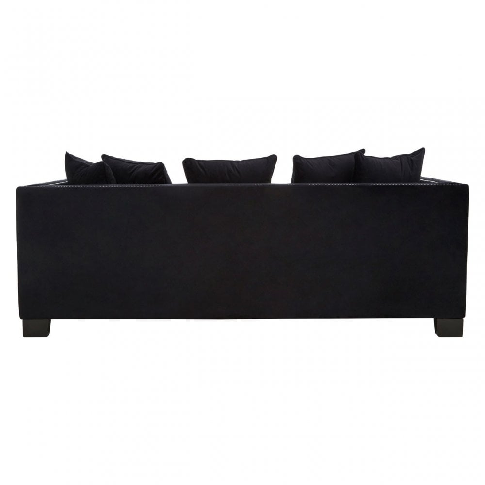 Sofia 3 Seater Black Velvet Sofa, Black
