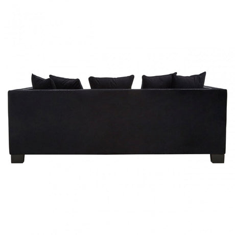 Sofia 3 Seater Black Velvet Sofa, Black