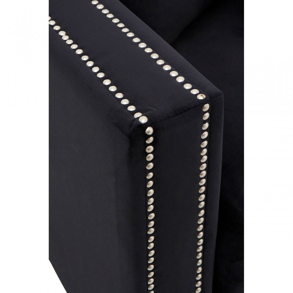 Sofia 3 Seater Black Velvet Sofa, Black