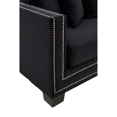 Sofia 3 Seater Black Velvet Sofa, Black