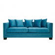 Sofia 3 Seater Cyan Blue Velvet Sofa, Foam, Plywood, Wood, Blue