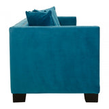 Sofia 3 Seater Cyan Blue Velvet Sofa, Foam, Plywood, Wood, Blue
