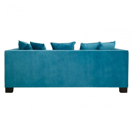 Sofia 3 Seater Cyan Blue Velvet Sofa, Foam, Plywood, Wood, Blue